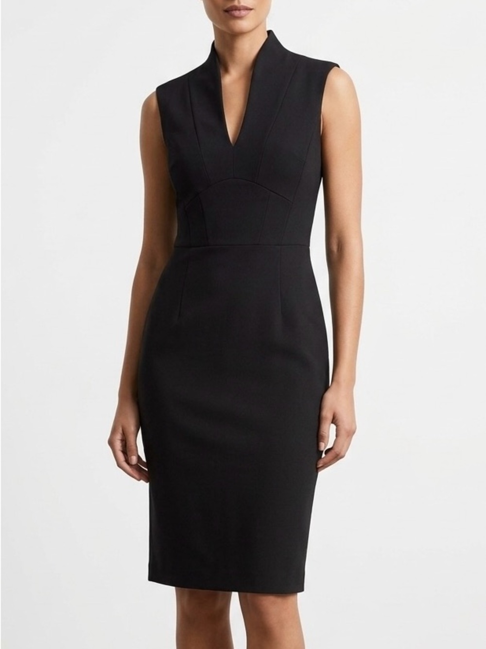White House Black Market Sheath Dress V-Neck Refined Minimalism Capsule Size 2